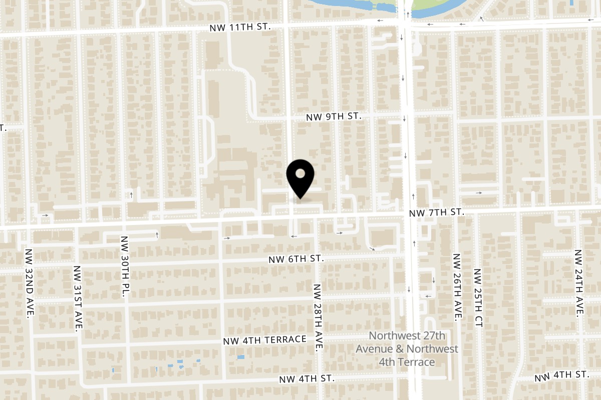 Map showing the location of La Autentica Pizza Cubana Restaurant on 2865 NW 7th St in Miami